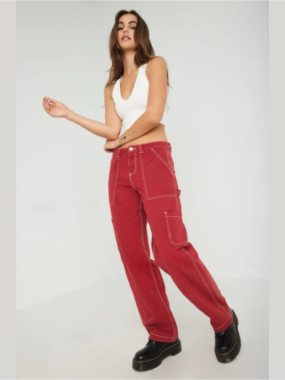 Garage Red Carpenter-Style Pants Size 0